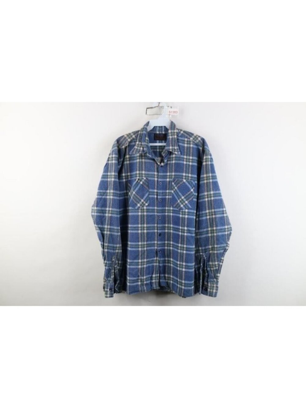 Vintage 70s Streetwear Mens Large Distressed Dagger Collar Flannel Button Shirt